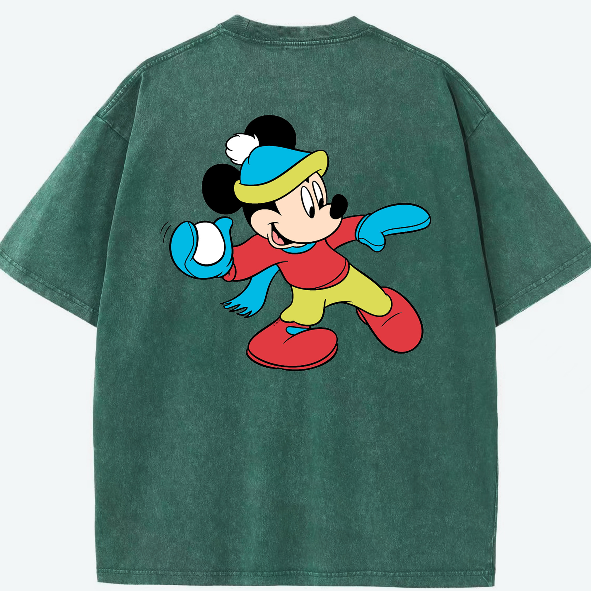 （画像用） ミッキーマウス Mickey Mouse 綿100% ヴィンテージ風 半袖Tシャツ（背面プリント）